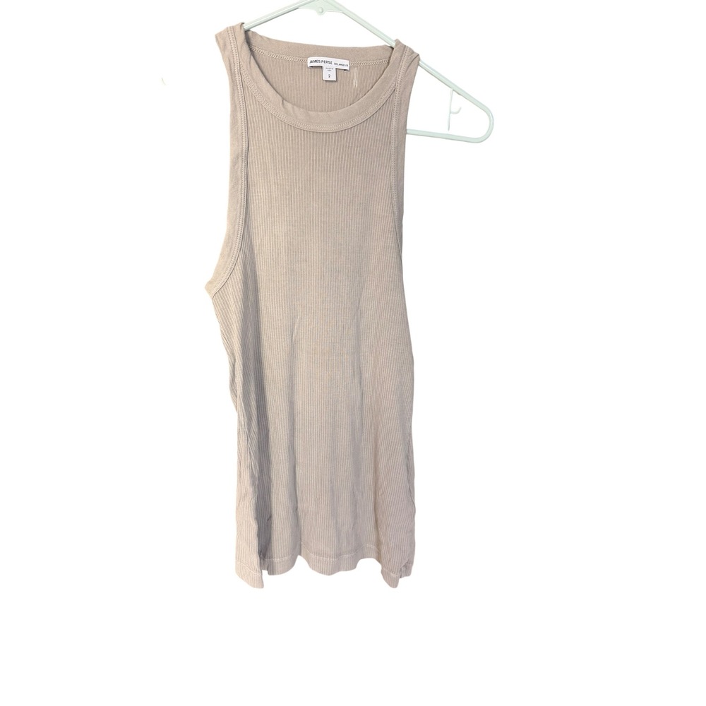 James Perse Ribbed Racerback Tank Top Beige Size 2